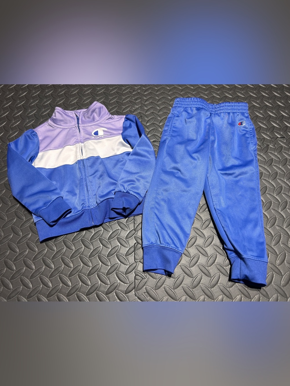 Champion Kids Blue and Purple Tracksuit Outfit
